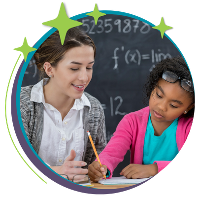 Teacher with student